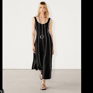 New MASSIMO DUTTI linen blend midi dress